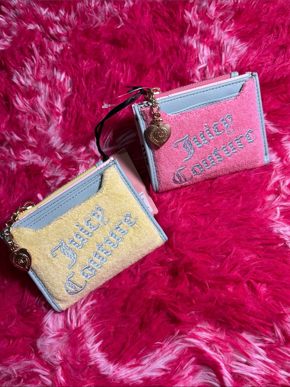 Juicy Couture Velour Wallets & Cardholders Set NWT Pink Yellow Zip Coin Y2K NWT